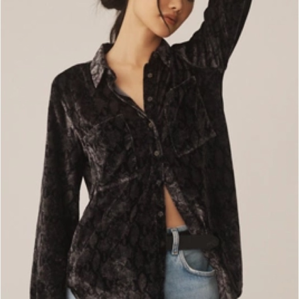 The Hadley Velvet Edition Relaxed Button down Shirt by Pilcro